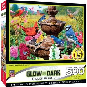 Hidden Images - Garden of Song 500 Piece Puzzle / 15" x 21"  / Glow-in-the-Dark